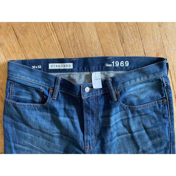 NWT Gap 1969 Mens Dark Blue Jeans Size 36X32 Standard - Picture 2 of 7